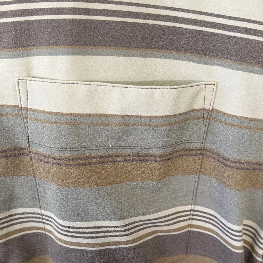 Flylow Men’s Striped Button-Up Shirt Stretch Snap Lightweight Tan Brown XL - Picture 9 of 9